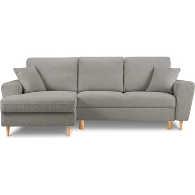 Cosmopolitan Design Светлосив разтегателен ъглов диван с място за съхранение от прежда с примки от букле (ляв ъгъл) Kyoto - Cosmopolitan Design (COS_LCF_67_F1_KYOTO2)