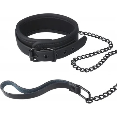 Dream Toys Луксозен нашийник с повод Blaze черен