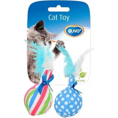 Duvoplus играчка за котки, топчета с пера, котешка трева, 14x8x4 см, Белгия - 1717023
