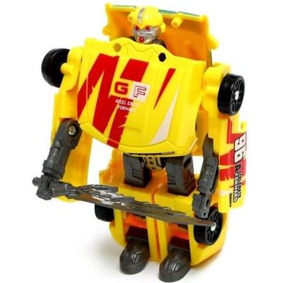 Teddies Transformer auto/robot plast 14cm žlutý na kartě