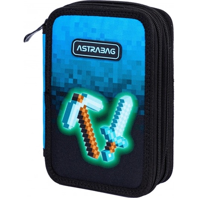 Astra Ученически несесер с пособия Astra - Пиксели, С 3 ципа (AS503024055)