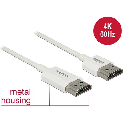 Delock HDMI кабел с Ethernet - Щепсел за HDMI-A конектор Щепсел за HDMI-A конектор, 3D, 4K, 3 м, тънък