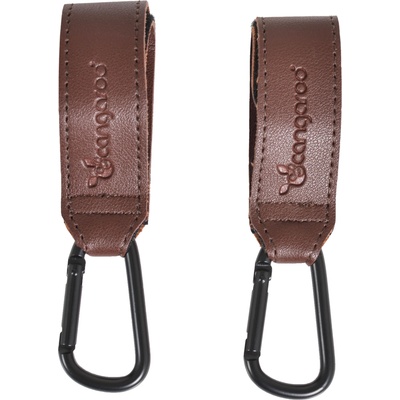 Cangaroo Универсални кожени закачалки за количка Cangaroo - Тъмнокафяви, 2 броя (112121)