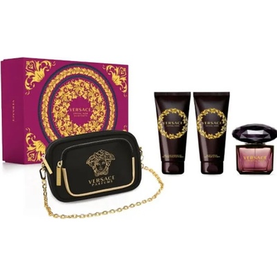 Versace Crystal Noir Подаръчен комплект, Тоалетна вода 90ml + душ гел 100ml + Мляко за тяло 100ml + чанта, Жени