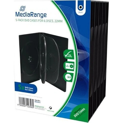 MEDIARANGE 6 DVD 22 mm čierny – 5 ks/bal BOX35-6