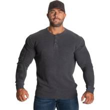 Gasp THERMAL HENLEY WASHED ANTHRACITE tričko s dlhým rukávom antracitové