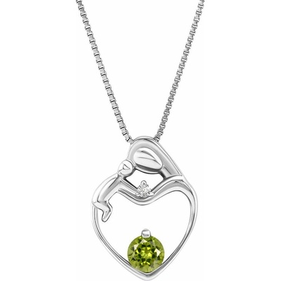 Eppi Stříbrný přívěsek matka a dítě s olivínem a diamantem Ella P35105