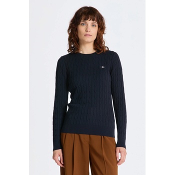 Gant sveter STRETCH COTTON CABLE C-NECK modrá