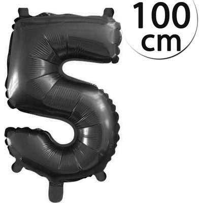 FUN RAG 5Black 215159 Héliový balón fóliový číslo 5 čierna 100 cm