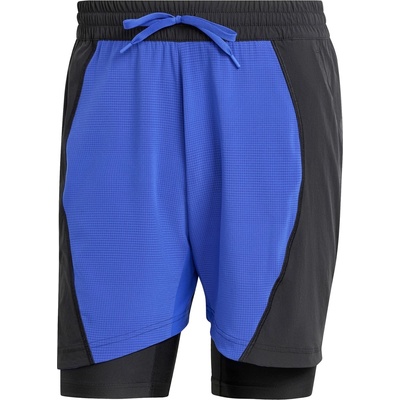 adidas Мъжки комплект Adidas Tennis Shorts and Inner Shorts Set Mens - Blk/Blu