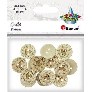 TITANUM Wooden buttons handmade with love 20mm 15pcs
