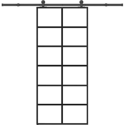 vidaXL Плъзгаща се врата с обков 90x205 см ESG стъкло и алуминий (3332843)