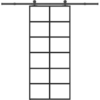 vidaXL Плъзгаща се врата с обков 90x205 см ESG стъкло и алуминий (3332843)