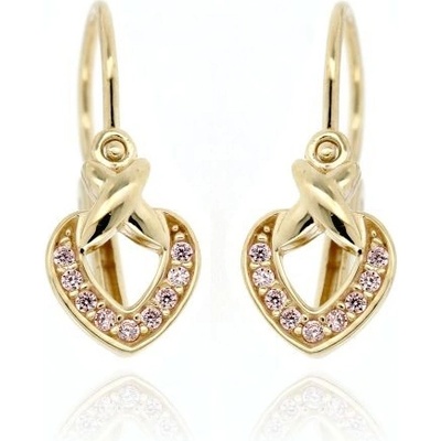 Zlatnictví U Kostela zlaté dětské náušnice s růžovými kamínky 5239R