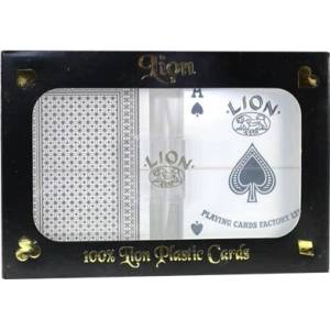 LION Карти за игра 100% plastic Lion кафяв/зелен 4 index