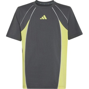 Adidas Детска тениска adidas Kid's Color Block T-Shirt - Grey Five / Pure Lemon / LGH Solid Grey - размер 164 (EU) (704-6482-0314)