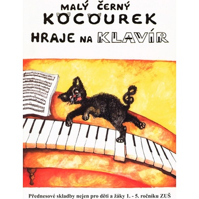Malý čierny kocúrik hrá na klavíri Mlynár Richard