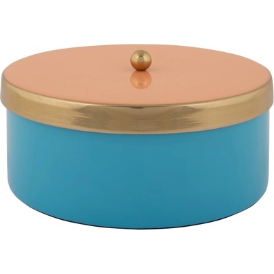 PT LIVING Синя декоративна метална кутия за съхранение ø 16x6 cm Double Funky - PT LIVING (PT4253BL)