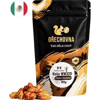 Ořechovna Pražené kešu WW320 Mexické tacos s limetkou 100 g