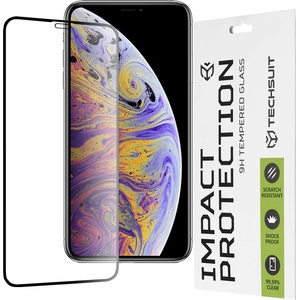 Techsuit Протектор за iPhone XS Max / iPhone 11 Pro Max - 111D Full Cover / Full Glue Glass - Черен