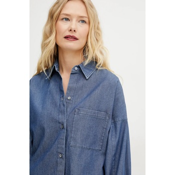 Max Mara Риза Weekend Max Mara дамска в тъмносиньо със свободна кройка с класическа яка 2515111152600 (2515111152600)