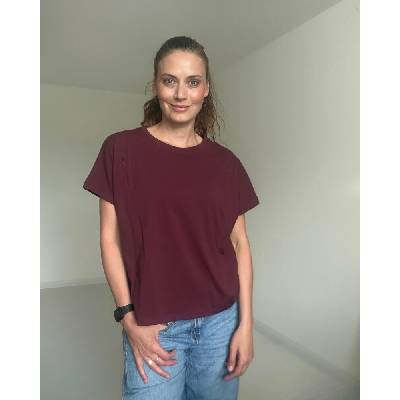 Kojicí tričko se zipem Kira oversized bordo