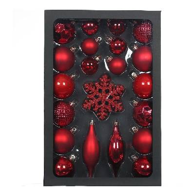 - К-кт Коледни орнаменти 25 бр. червени (FT0836)