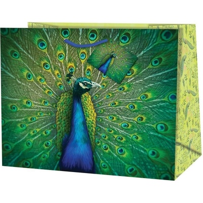 Taška dárková Maxi matt horizontální 26,7 x 33 x 13,7cm TL - motiv páv