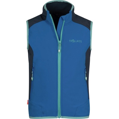 TROLLKIDS Детски софтшел елек Trollkids Kid's Balestrand Vest Windproof vest - Cobalt Blue / Dark Navy / Dusky Turquoise - размер 116 (EU) (753-0000-0115)
