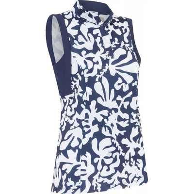 Callaway Abstract Floral Sleeveless Womens Peacoat Polo košeľa