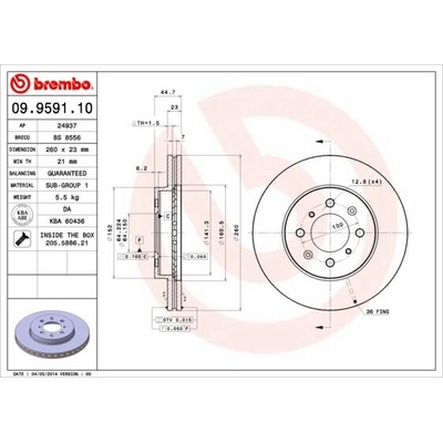 BREMBO brzdový kotúč 09.9591.10, súprava 2 ks