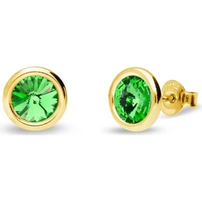 Spark stříbrné pozlacené se Swarovski Elements Tiny Bonbon Studs KRG1122SS29PE Peridot zelené