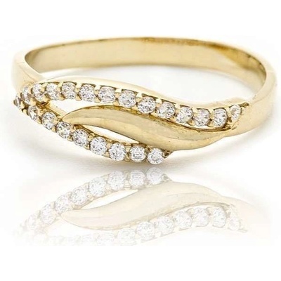 Diante Zlatý prsten s bílým kamenem 59628306