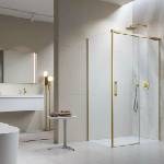 Radaway Правоъгълна душ кабина с плъзгаща се врата Radaway Idea KDJ 160x100 см, матирано златисто-прозрачно покритие, дясна (387046-99-01R+387052-99-01L)