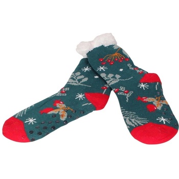 Мъжки чорапи с коледен десен в зелено