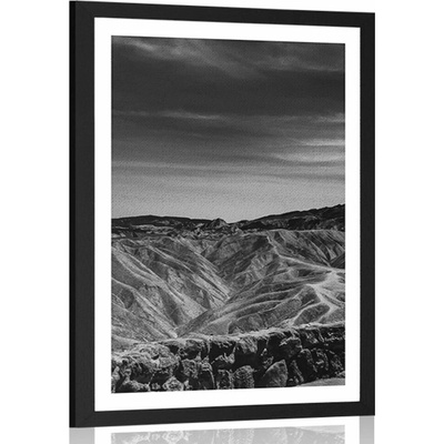 Plakát s paspartou Národní park Death Valley v černobílém provedení - 40x60 no frame