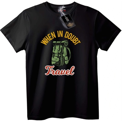 NOONEBRAND Тениска При Съмнение Пътувай - 2XL, Black