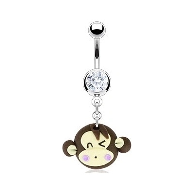Šperky eshop piercing do pupíku mrkající fimo opice F12.4