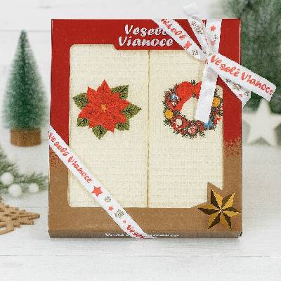 EVENIT Vianoce 59 s vianočnou ružou a vencom 50x70 cm 2ks