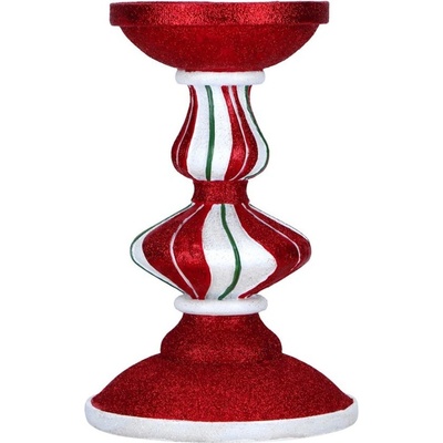 Svietnik v červenej, trblietavej farbe 23 cm