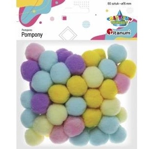 TITANUM Polyester pompons 16mm mix 60pcs
