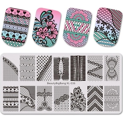 Velká razítkovací destička na nehty Beauty Lux XL 036