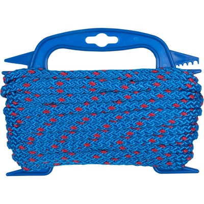 CONNEX PP pletené lano 8pramenné, 8 mm × 15 m, modrá/červ., navíječ
