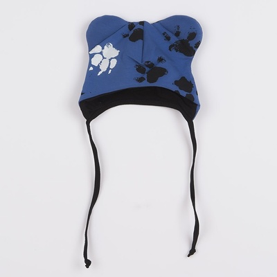 New Baby bavlněná čepička s oušky Paw modrá