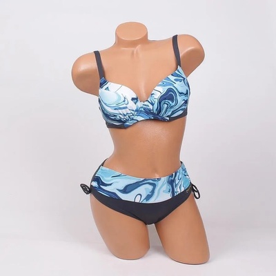 Дамски бански в графитено с мраморен ефект - чашка b