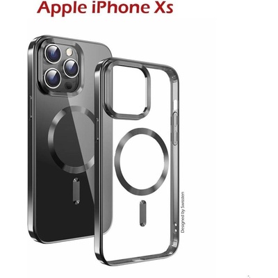 Swissten Clear Jelly MagStick Metallic iPhone Xs čierne