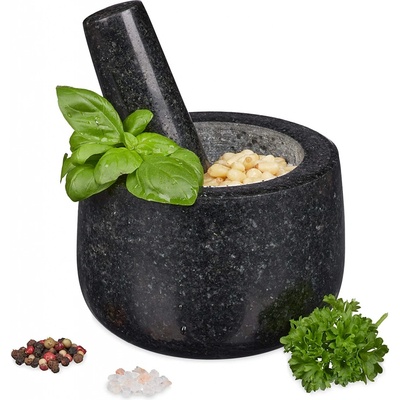 RelaxDays žulový mažiar s tĺčikom 300 ml čierno-sivý