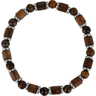 Jan Kos jewellery Ocelový náramek s hnědým zirkonem STA-6908