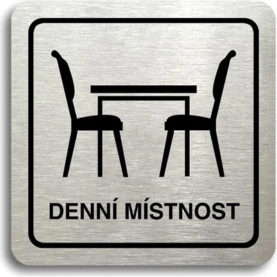 Accept Piktogram „denná miestnosť“ (80 × 80 mm) (strieborná tabuľka – čierna tlač)
