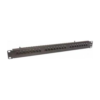 Securitynet Cat. 6 panel 19 inch 1U 24xRJ45 UTP black with shelf CCAS-PA6-24UTP-O